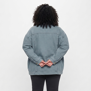 Veste en jean délavé pour femme, style américain, manches longues, col rabattu, veste longue en jean ample, vestes en jean pour femmes - Product Image 2