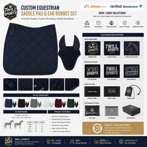 Almohadilla de silla de montar acolchada Twill Sports Navy con malla transpirable y kit de cubrecuello unisex, 140g, colores personalizados con impresión digital, OEM - Product Image 5