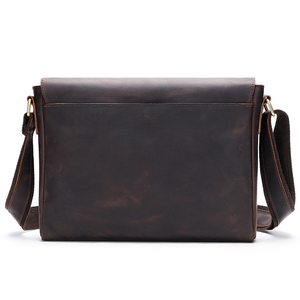 Bolsos cruzados de cuero genuino Crazy Horse para hombre, estilo vintage, con cremallera, para el pecho y el hombro. - Product Image 3