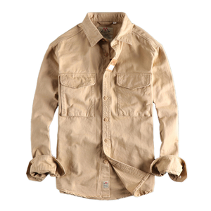 Camisa de algodón lavado para hombre, estilo cargo, para senderismo al aire libre, con etiquetas y insignias tejidas personalizadas - Product Image 5