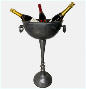 Seau à vin gris champagne sur pied, aspect vieilli - Product Image 4