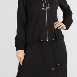 New Design Black Color Two Piece <b>Modest</b> Black Sweatsuits Tracksuits Breathable Females Muslim Islamic Stylish Hoodie Track Suits - Product Image 2