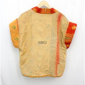 Chaqueta Larga para Mujer, Hecha a Mano, Acolchado Kantha Reversible, Chaqueta Kantha Estampada, Estampado de Palmeras, Kimono - Product Image 5