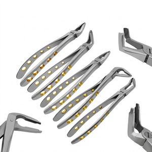 Ensemble de 5 pinces d'extraction dentaire à paillettes de diamant F1 F2 F3 F4 F7, manche doré, acier inoxydable allemand, réutilisables, autoclavables - Product Image 3