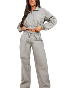 Unisex Heavyweight Breathable <b>Polyester</b>/Cotton Acid Wash Printed Oversize Track Suit Jacket Elastic Cuff Windbreaker Set Custom - Product Image 6