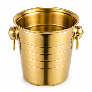 Seau à glace en acier inoxydable à double paroi avec couvercle, seau à vin et champagne isolé cannelé, poli miroir, articles de bar de luxe - Product Image 5