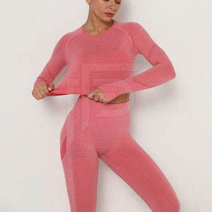 Sport Girls Seamed Fitness Sport Wear High Elastic Women Yoga Set High Gym Bra and Breathable Yoga <b>Leggings</b> Set - Product Image 2