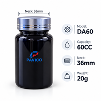 Pot cosmétique/alimentaire en PET 60CC avec bouchon en plastique, emballage personnalisé avec logo, fabricant OEM ODM, fournisseur, usine au Vietnam, marque PAVICO