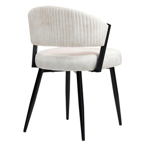 Chaise de salle à manger en velours blanc, style mid-century modern, avec pieds en métal rembourrés, sans accoudoirs, chaise d'appoint - Product Image 4