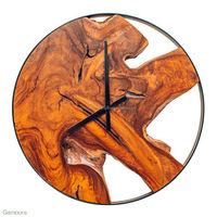 Jam Dinding Kayu Solid dengan Tepi Alami, Jam Kayu Rustic Alami, Dekorasi Dinding Buatan Tangan, Dekorasi Rumah Gaya Farmhouse Modern, Kayu Unik