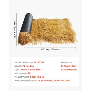 Tetto in Erba Sintetica Impermeabile e Ignifuga 1,3 x 3,9 ft per Pergola, Padiglione, Tiki Bar, Capanne e Palapa - Product Image 3