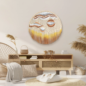 Un énorme mur en macramé ombré sur grande échelle intègre une vague d'élégance rustique texturée. Disponible aux prix de gros. - Product Image 6