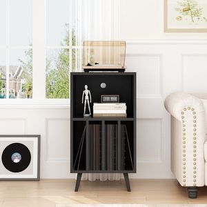 Supporto per Giradischi Nero con Porta CD e Spazio per Album, per Camera da Letto, Soggiorno, Ufficio, Sala Musica - Product Image 6