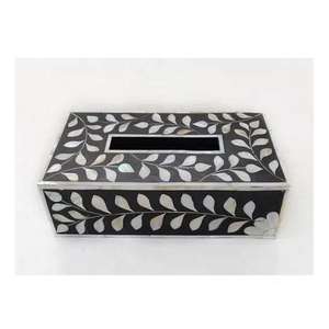 Última caja de pañuelos con incrustaciones de hueso, también disponible en resina y nácar, a precio económico de fabricante indio por mac - Product Image 3