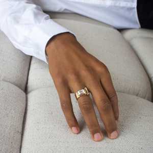 <b>Diamond</b> Wedding Bands Wholesale Men's Emerald Lab Grown 14K 18K Solid Gold Bezel Set Statement <b>Rings</b> Everyday Wear Factory Price - Product Image 2