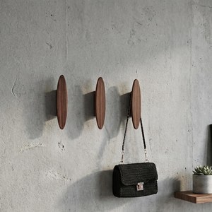 Porte-manteau et porte-casquettes mural ovale en bois, multifonctionnel, non pliable, organisateur moderne pour entrée - Product Image 5