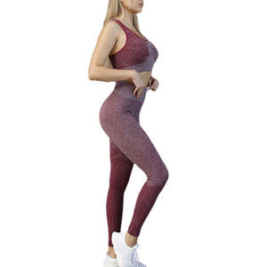 Conjunto de Yoga sin Costuras con Logotipo Personalizado para Mujer, 2 Piezas, Ropa Deportiva, Leggings de Cintura Alta con Efecto Push-Up, Sujetador Deportivo, Ropa de Fitness - Product Image 3