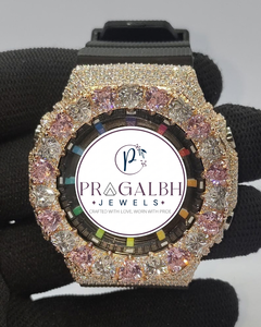 Reloj Pragalbh Jewels Iced Out Bust Down con Diamantes, Bisel de Moissanita de Lujo, Correa de Acero Inoxidable y Caucho, Reloj Hip Hop para Hombre - Product Image 6