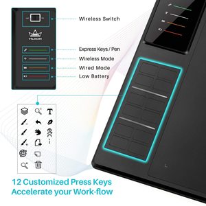 <span class=keywords><strong>HUION</strong></span> Giano — <span class=keywords><strong>tablette</strong></span> <span class=keywords><strong>graphique</strong></span> sans fil WH1409 V2, avec stylet inclinable sans batterie - Product Image 2
