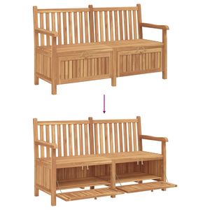 Banco de Madera de Teca Sólida de 59.06 X 23.62 X 35.43 Pulgadas con Puerta, Banco de Almacenamiento Marrón - Product Image 6
