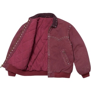 Chaqueta Bomber Western de Pana Roja para Hombre con Remaches, Cremallera y Cuello Vuelto para Otoño - Product Image 2