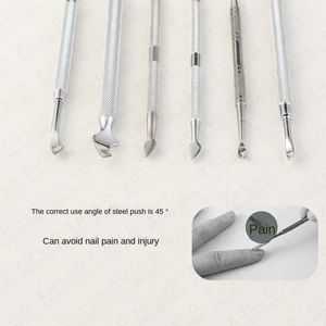 Pousse-cuticules en acier inoxydable de couleur personnalisée, double face, outil de nettoyage des cuticules pour les techniciennes professionnelles en manucure et pédicure - Product Image 5