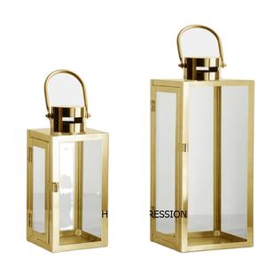 Linterna grande de lujo chapada en oro para el hogar y la decoración de fiestas de eventos, linternas decorativas doradas para exteriores con acento en el hogar - Product Image 1