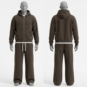 Ensemble de survêtement léger pour homme avec capuche et manches longues, pantalon de jogging personnalisé avec logo, 2 pièces, vêtements de sport décontractés, tenue de plage 100% - Product Image 4
