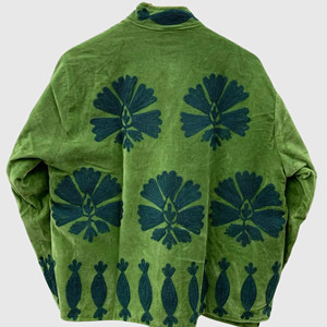 Veste polaire à col mandarin imprimé floral vert, manches longues, grande taille, vêtements de printemps pour femmes adultes - Product Image 2