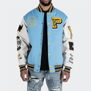 Veste de baseball d'hiver de haute qualité pour hommes, style hip-hop, avec broderie chenille sur les manches, logo personnalisé, style letterman. - Product Image 1