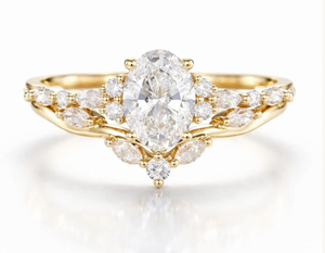 Bague de fiançailles et de mariage chrétienne de luxe en or rose avec diamant solide de laboratoire IGI et halo en platine, bijou unique et personnalisé - Product Image 1