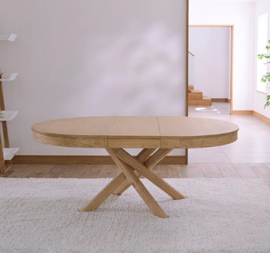 Ensemble de table à manger ovale en bois massif mindi moderne avec chaises rembourrées confortables, mobilier de salle à manger contemporain pour appartement et hôtel - Product Image 3