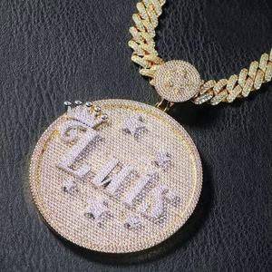 Colgante de Moissanita Personalizado con Incrustaciones de Diamantes, Chapado en Oro de 18K, Redondo, Estilo Hip Hop, Joyería de Moda para Fiestas - Product Image 3