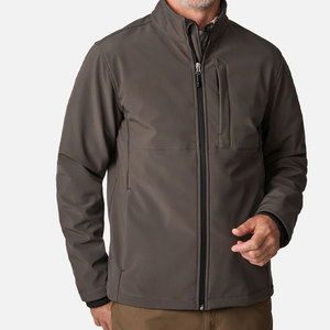 Chaqueta de Forro Polar Gris para Hombre con Cierre de Cremallera, Cuello Alto, Ropa Exterior Informal Resistente al Viento para Otoño - Product Image 1