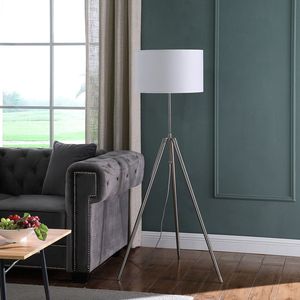 Lampada da Terra Regolabile 64''-47'' Stile Mid-Century Moderno, Treppiede in Metallo Cromato/Argento - Product Image 3