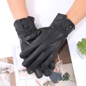 Winter Men's Sheep Leather Cycling <b>Gloves</b> Casual Plain Wear-resistant Outdoor with Lining - Product Image 5