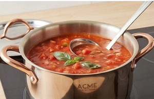 Stainless Steel Round Casserole Pot With Lid <b>Copper</b> Handles Induction Cooktop Compatible Durable Modern Design Perfect For Meals - Product Image 4