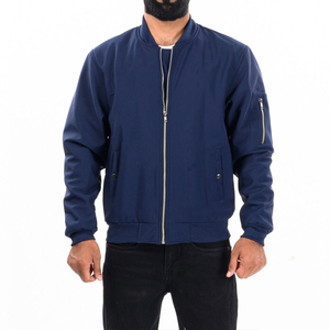Chaqueta Bomber Azul Marino para Hombre, Cuello Alto, Estilo Casual, Ropa de Invierno, Corte Regular, Color Sólido, Material de Cuero, con Capucha, Transpirable - Product Image 3
