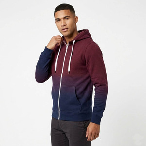 Custom Two-Tone Full Zip Hoodie for Men | Premium Cotton Fleece Gradient Zip-Up Hoodie | OEM ODM Streetwear Sweatshirt - Product Image 6