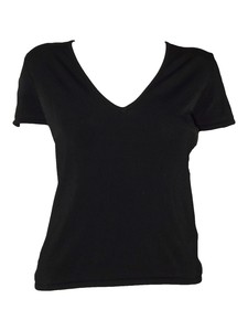 Camiseta con cuello en V para mujer, corte ajustado, mezcla de algodón elástico, informal, básica, a la moda - Product Image 1