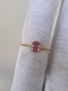 Anillo de zafiro rosa antiguo con corte ovalado, anillo de compromiso vintage de plata de ley 925 chapado en oro de 14 quilates, joyería para ella. - Product Image 3