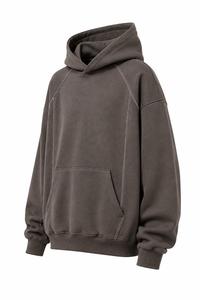 Sweat à capuche pour homme en polaire, coupe ample, couleur unie, avec poche, style décontracté, tendance, pour l'automne, surdimensionné, faible MOQ, qualité supérieure - Product Image 2