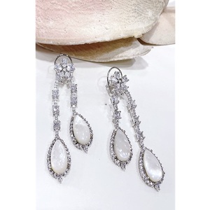 Atractivos Pendientes Colgantes con Cristales de Circonita Rosa en Forma de Pera, Aleación Plateada, Joyería de Fiesta para Mujer, Estilo Romántico - Product Image 3