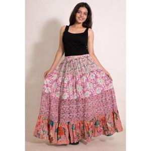 Bohemian Cotton Patchwork Printed <b>Long</b> <b>Skirt</b> Handmade Indian Maxi <b>Skirt</b> Casual <b>Summer</b> Beach Wear - Product Image 3