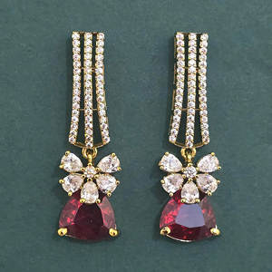 Grossistes de bijoux fantaisie en Inde, boucles d'oreilles classiques en zircone cubique avec placage Mehndi 443966 - Product Image 5