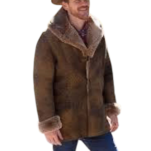 Manteau en cuir véritable bordeaux pour homme, veste en peau de mouton, col en fourrure, fermeture éclair, manteau d'hiver - Product Image 5