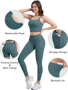 Women's 2 piece set Yoga Wear Cotton Women's Sets From Pakistan Yoga Set with Highest Quality Bra Top and <b>Fleece</b> <b>Legging</b> - Product Image 2