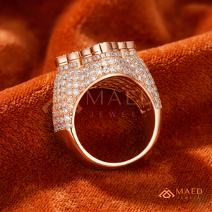 Luxury 18kt Rose Gold Plated Men's Iced Out Square Cluster <b>Ring</b> 925 Sterling <b>Silver</b> VVS Moissanite Baguette <b>Cross</b> <b>Ring</b> Hip - Product Image 4