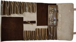 Grande pochette à couteaux en cuir véritable vintage noir soyeux avec fentes, sac à couteaux de chef en cuir LKR-0306 - Product Image 3