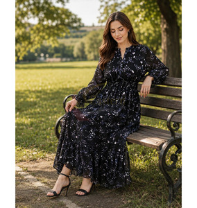 Nuevo Vestido Maxi de Verano para Mujer, Estilo Casual Bohemio, con Estampado Floral, Manga Media, Tie Dye, Estilo Boho Chic, Tela de Rayón - Product Image 2
